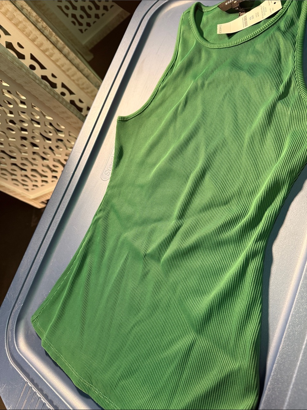 Sleeveless Ribbed Tank Top - Green